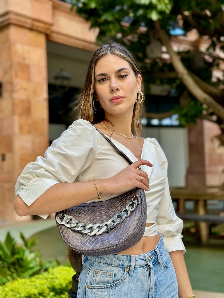 Grey Half Moon Bag