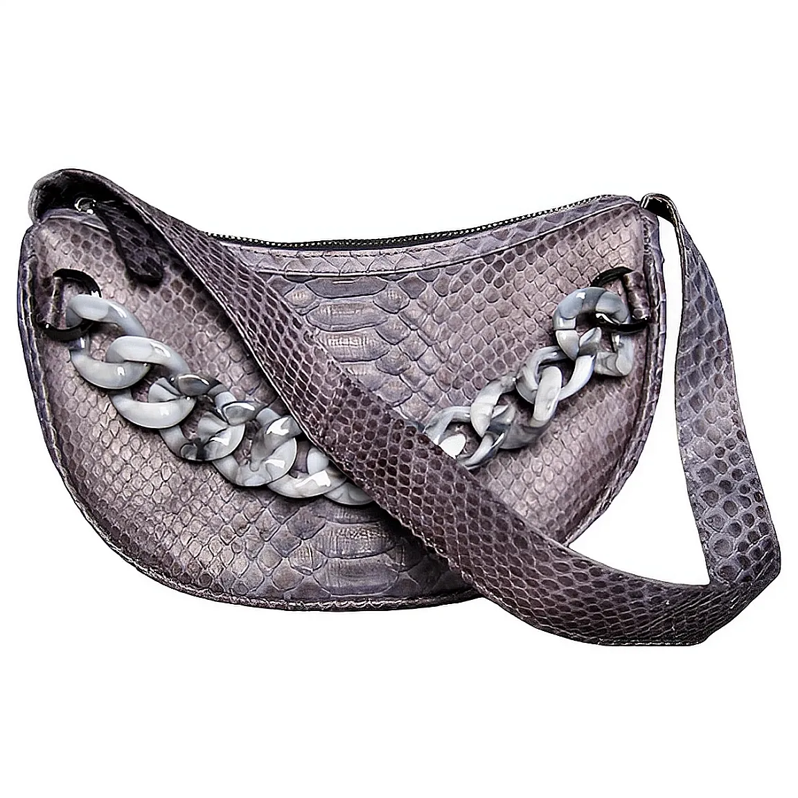 Grey Half Moon Bag