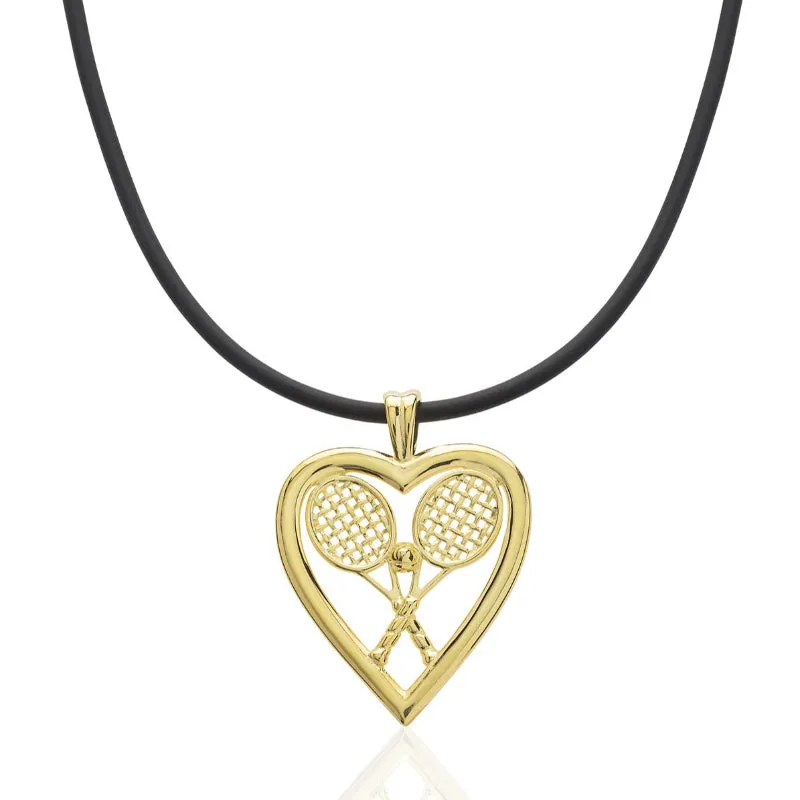 Heart with Double Racquets and Ball Pendant