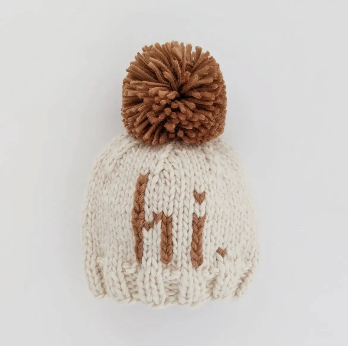 Hi. Pecan Hand Knit Beanie Hat Baby