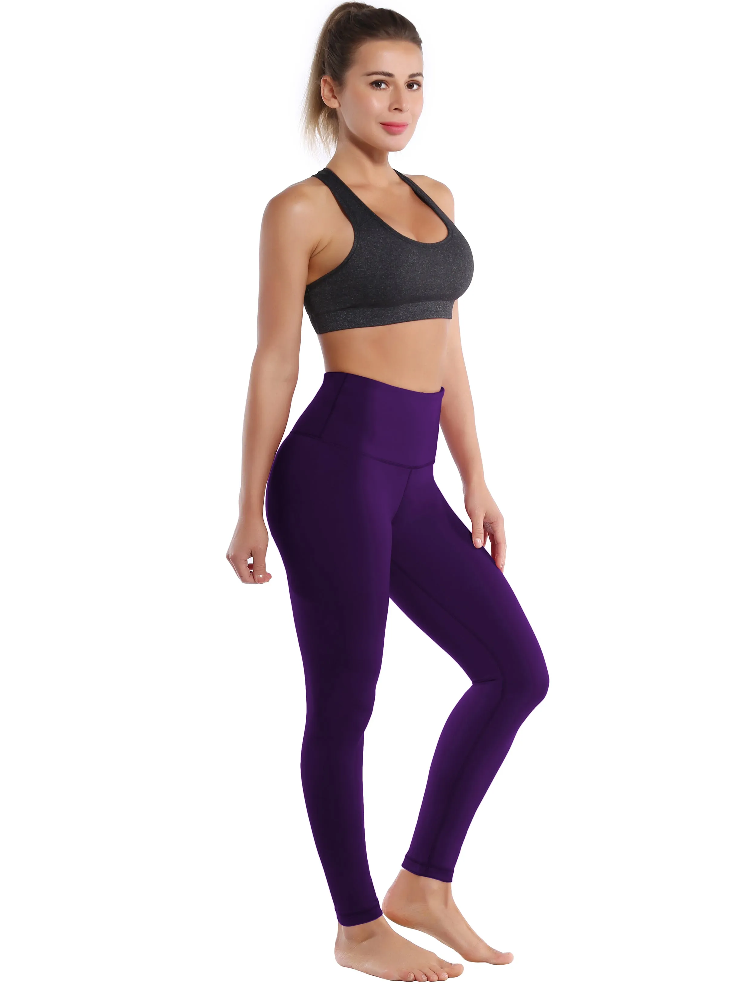 High Waist Yoga Pants eggplantpurple