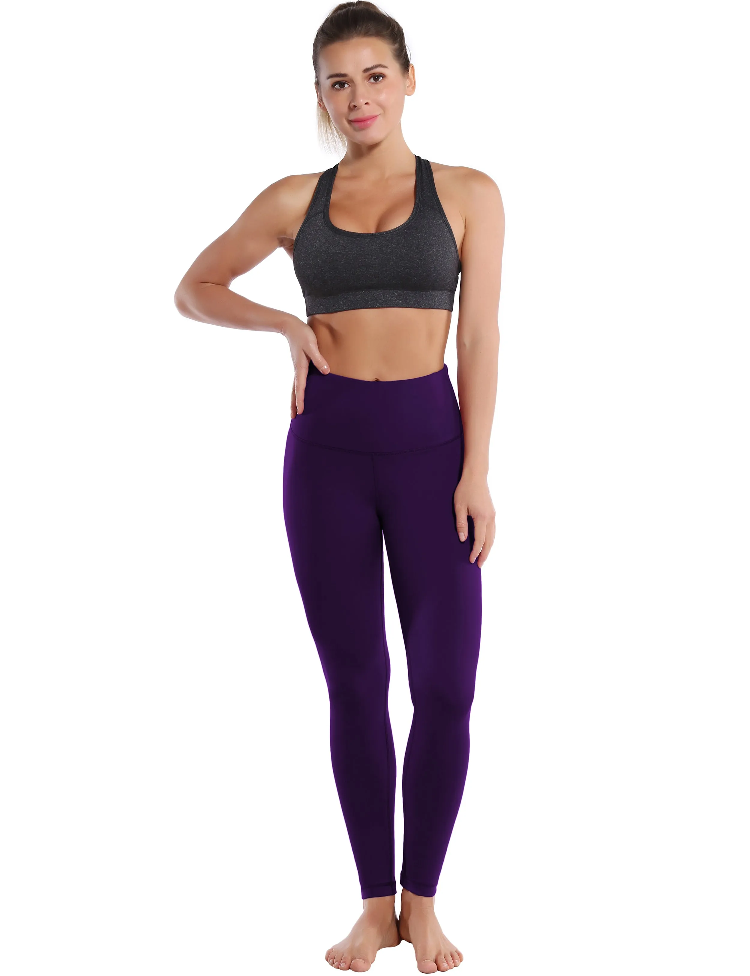 High Waist Yoga Pants eggplantpurple