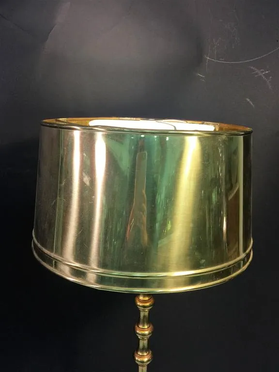 Hollywood Regency Brass Lamp with Brass Drum Shade