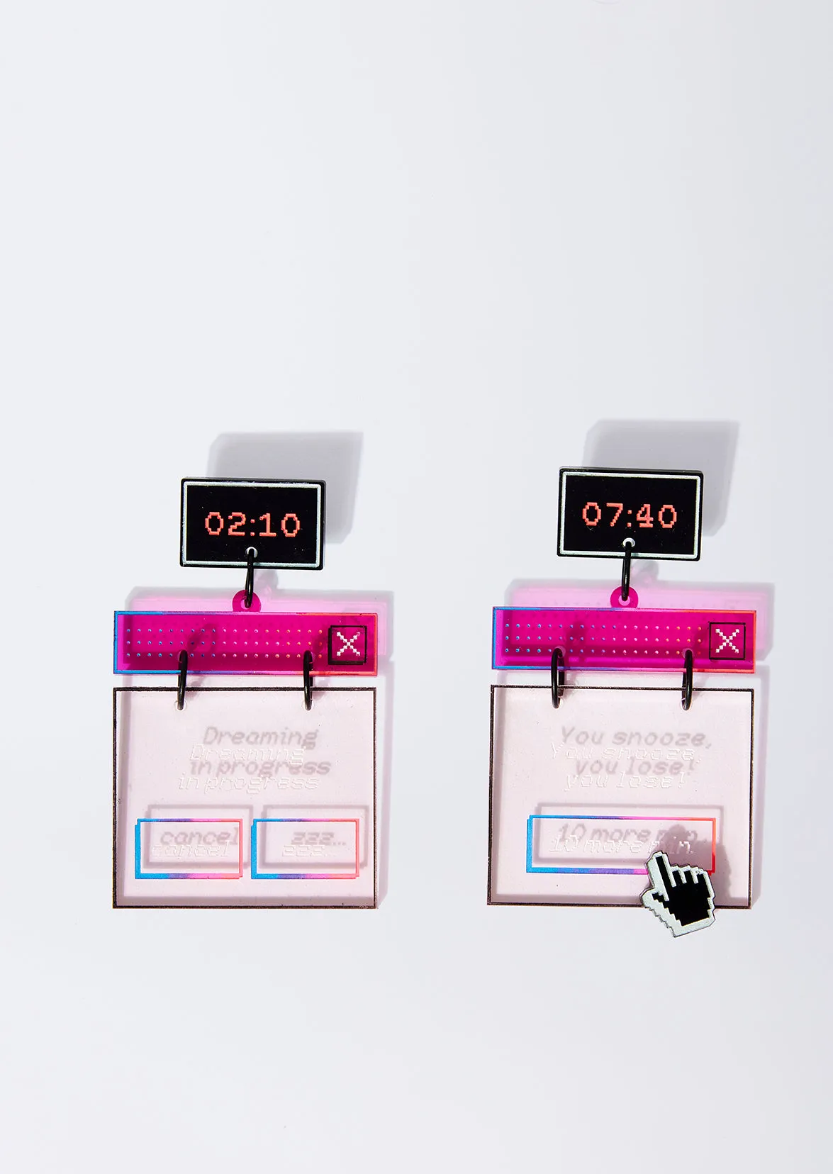 House of Holland Pink Retro Alarm Earrings