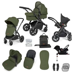 Ickle Bubba Stomp Luxe All-in-One Travel System with Isofix Base (Galaxy) - Black/Woodland/Black