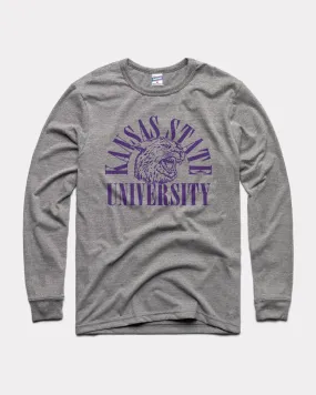 Kansas State Power Cat Arch Grey Long-Sleeve