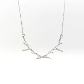 Large Silver Antler Necklace