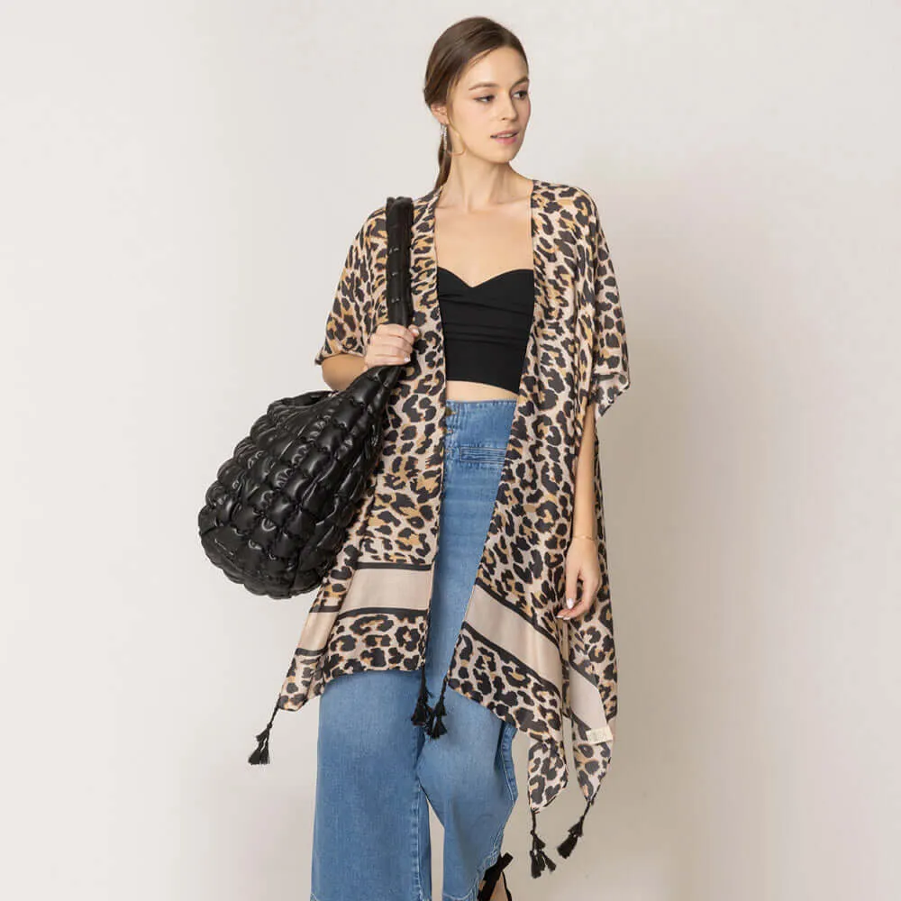 Leopard Animal Print Kimono Poncho