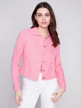 Linen Blend Jacket - Flamingo