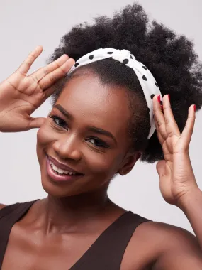 Lizola Njema Headband - White Polka