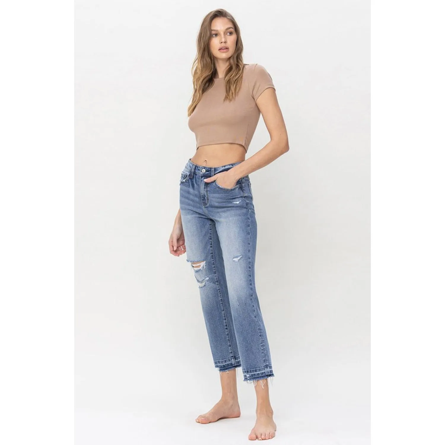 Lovervet Full Size Lena High Rise Crop Straight Jeans