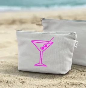 Makeup Bag Natural with Pink Matte Martini Glass