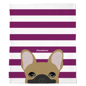 Masked Fawn French Bulldog on Beet Stripes | Frenchie Blanket