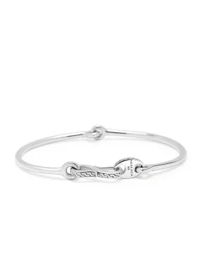 Men's Delicate Sterling Silver Bangle with Hook Clasp