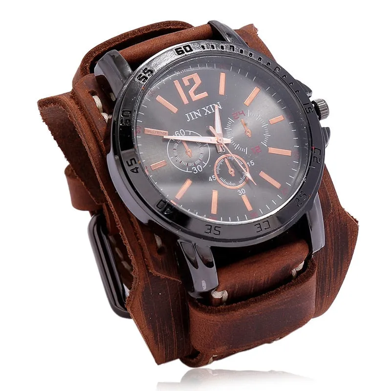 Men's Quartz Luxury Wristwatch w/Leather Band