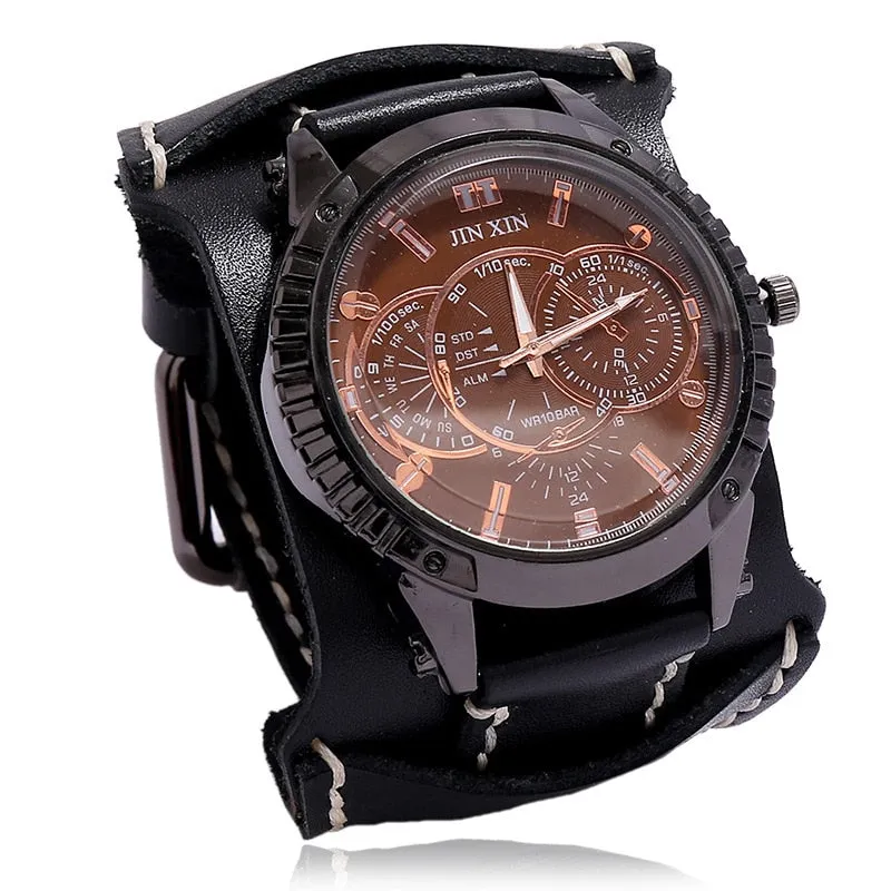 Men's Quartz Luxury Wristwatch w/Leather Band