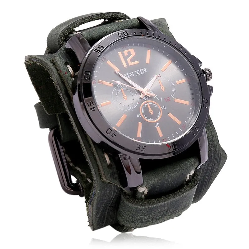 Men's Quartz Luxury Wristwatch w/Leather Band