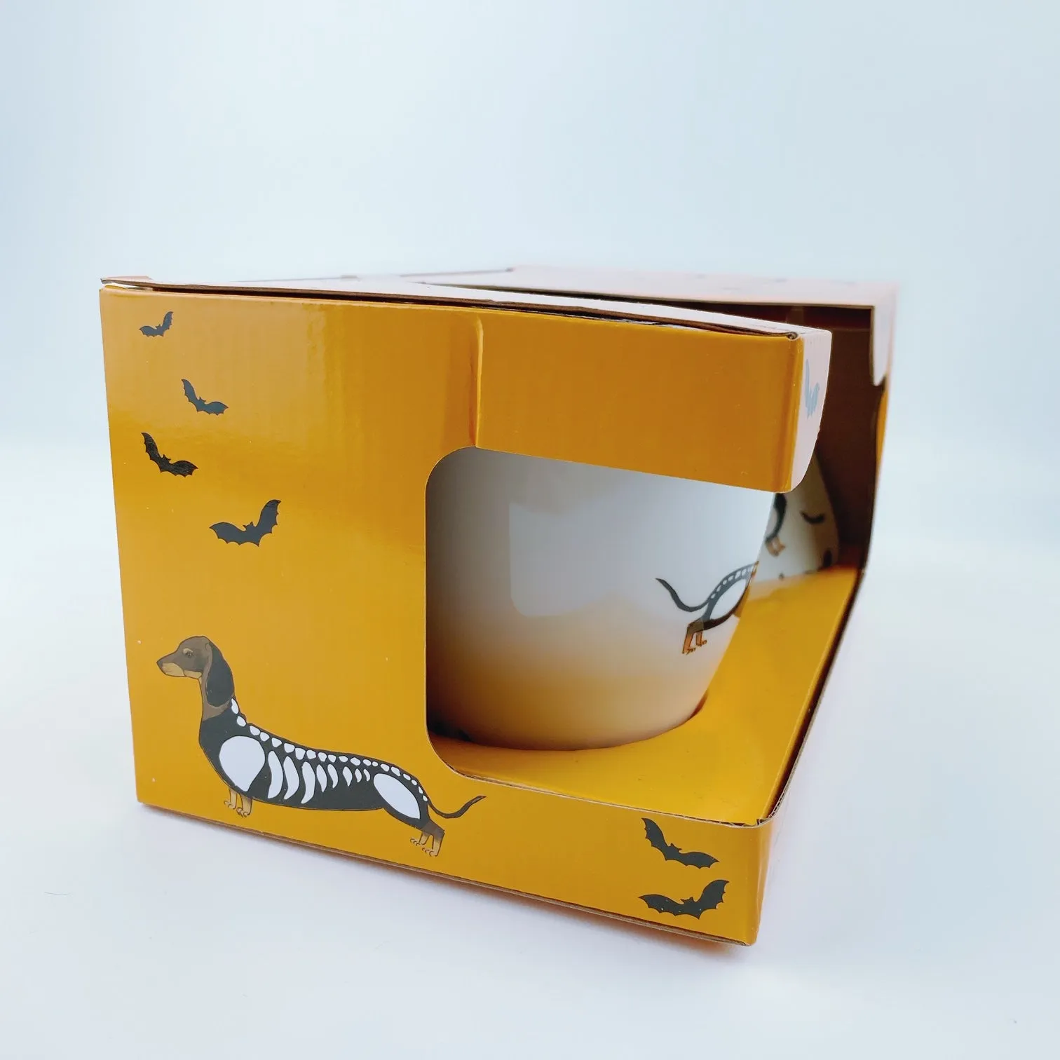 Milly Green British Design Happy Halloween Dachshund Dog Coffee Mug Tea Cup and Coaster Set