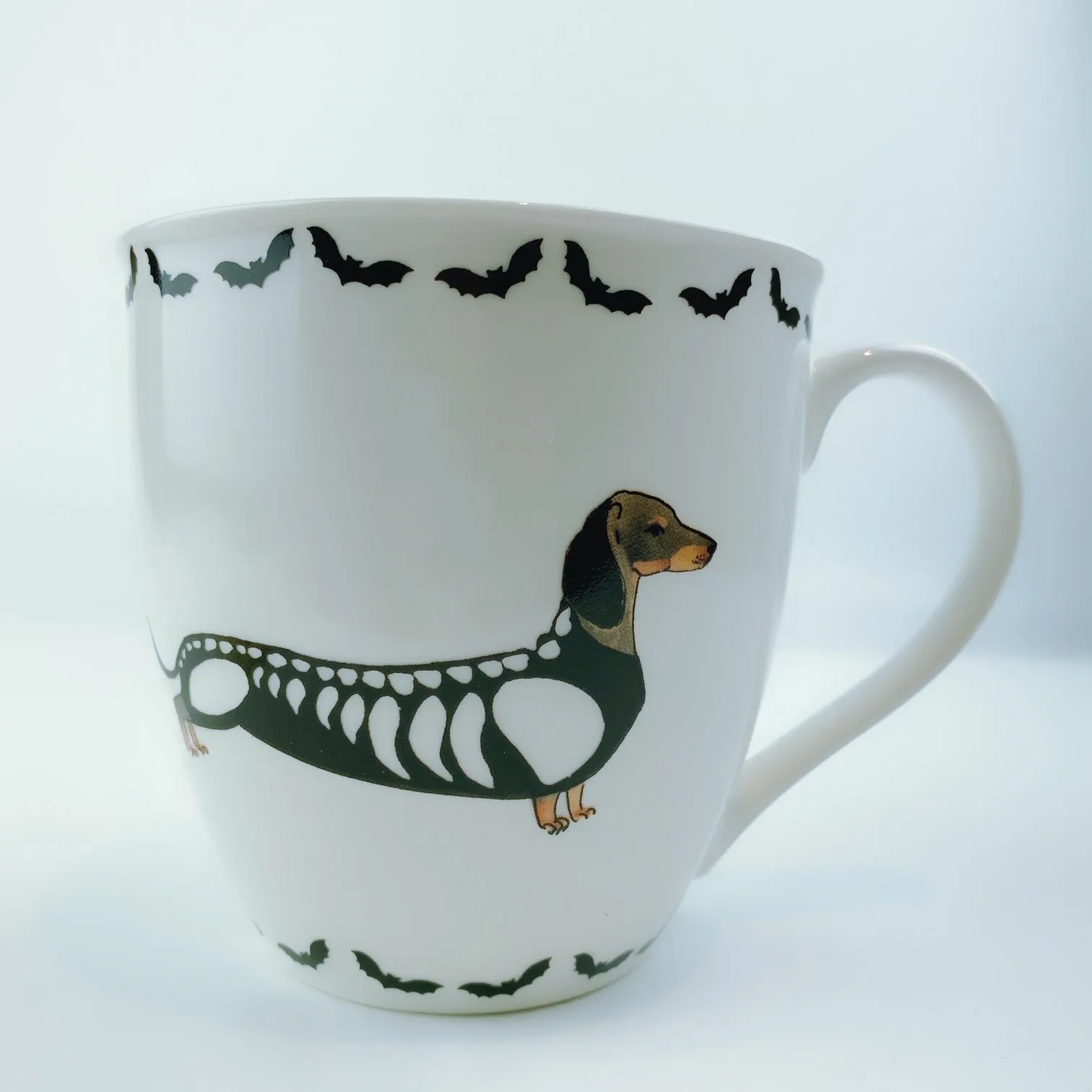 Milly Green British Design Happy Halloween Dachshund Dog Coffee Mug Tea Cup and Coaster Set