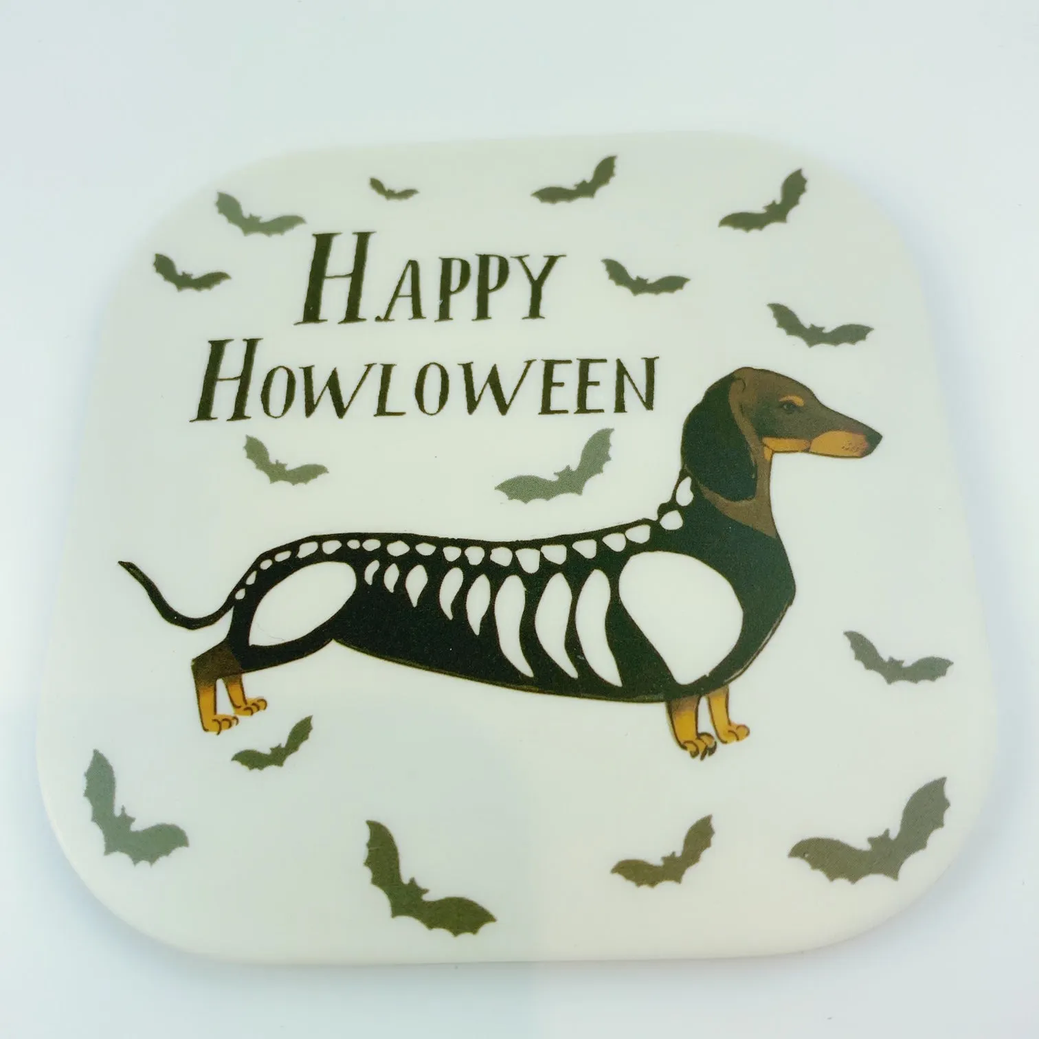 Milly Green British Design Happy Halloween Dachshund Dog Coffee Mug Tea Cup and Coaster Set