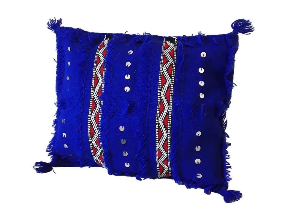 Moroccan Handira Pillow / Cushion Cover - Blue of Marrakesh - Zoubaida