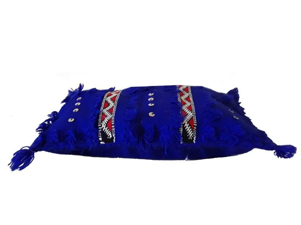 Moroccan Handira Pillow / Cushion Cover - Blue of Marrakesh - Zoubaida