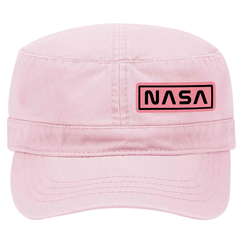 NASA Letter Leatherette Patch Garment Washed Superior Cotton Twill Military Hat for Men and Women