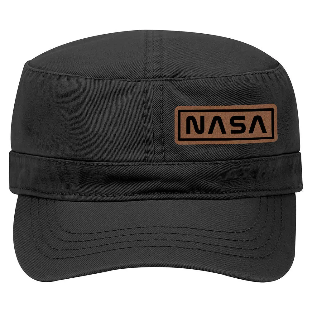 NASA Letter Leatherette Patch Garment Washed Superior Cotton Twill Military Hat for Men and Women