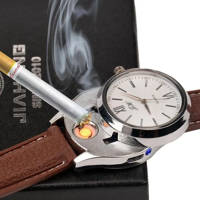 New Stylish Electronic Rechargeable USB Lighter Wrist Watch