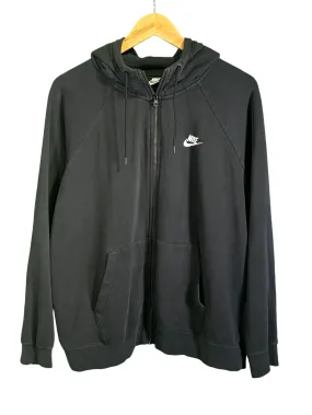 Nike Classic futura Logo Swoosh Full Zip Black Hoodie Size XL