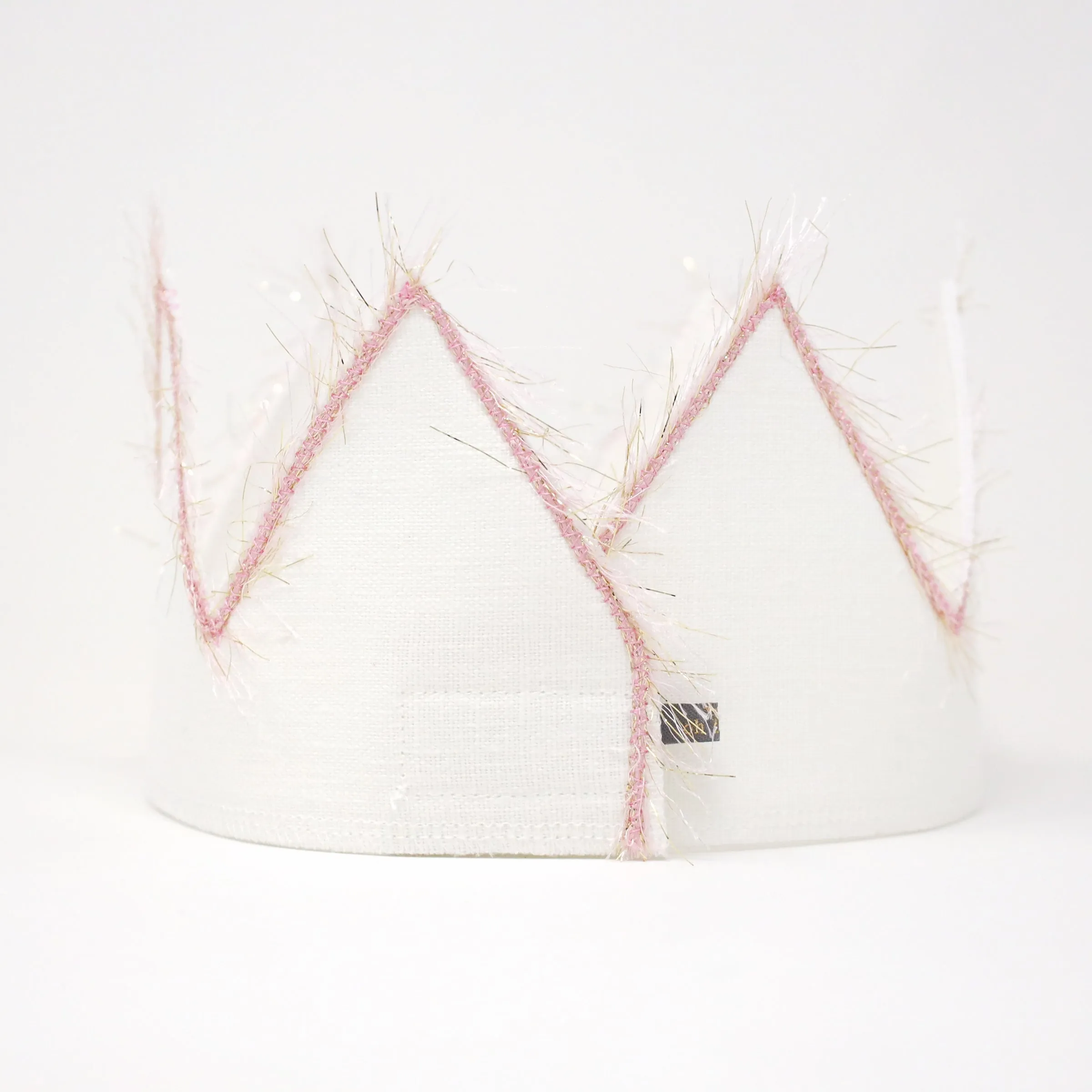 oh baby! four Birthday Crown with Blush/Gold Trim on Oyster Linen