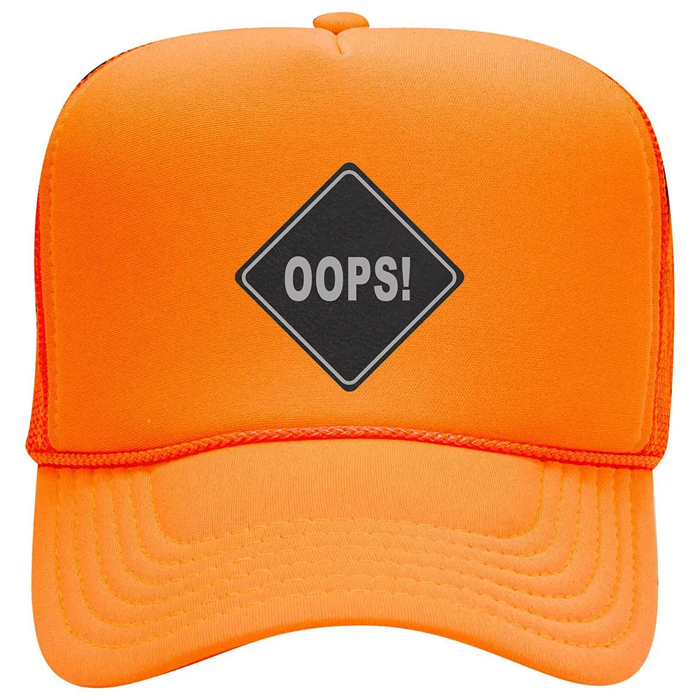 Oops Leatherette Neon 5 Panel High Crown Foam Mesh Back Trucker Hat - For Men and Women