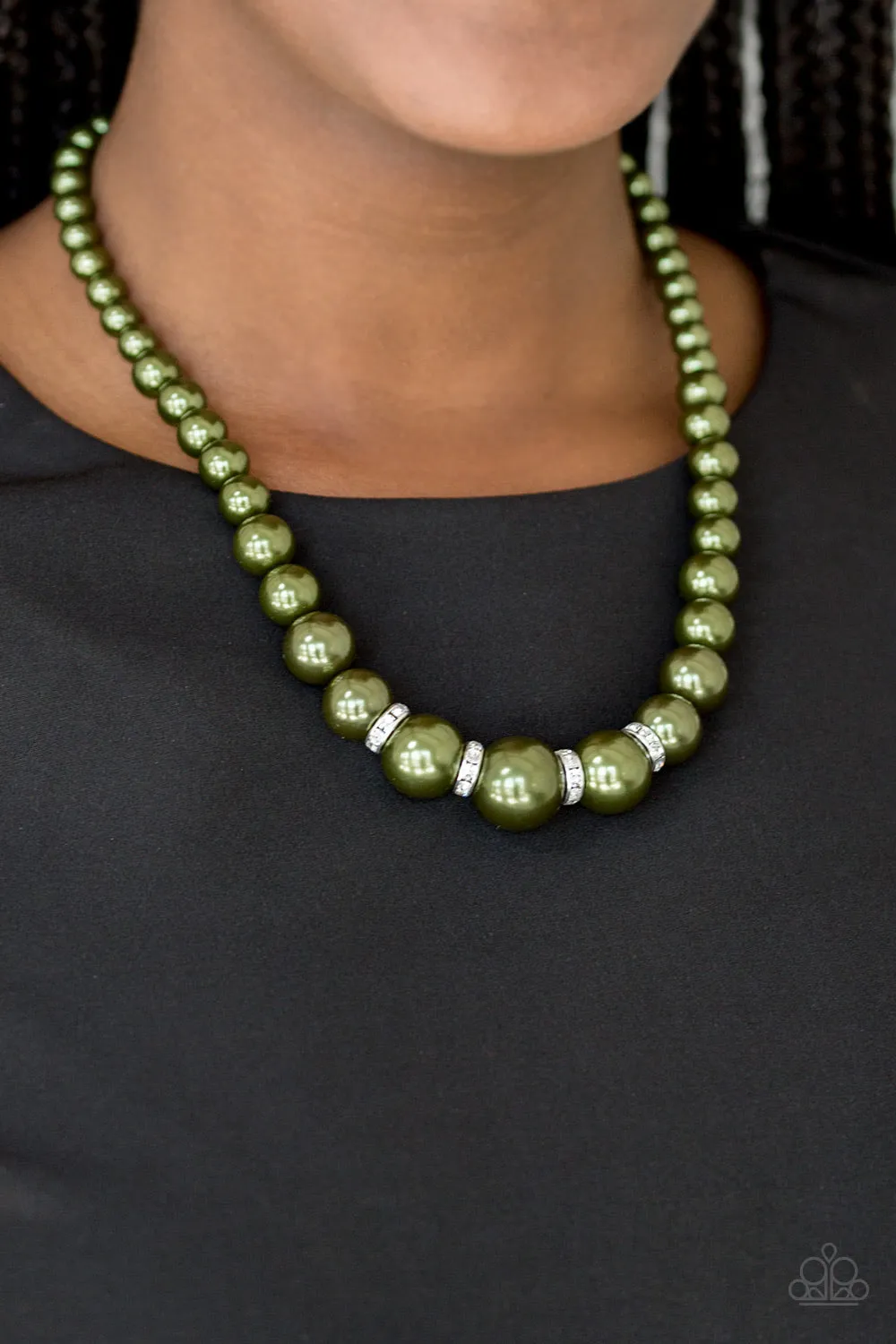 Paparazzi Accessories  - Party Pearls #N219 Box 3 - Green Necklace