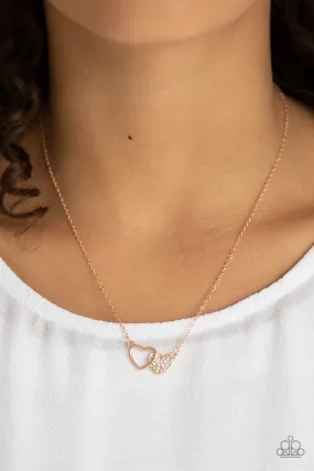 Paparazzi Charming Couple - Rose Gold Dainty Necklace