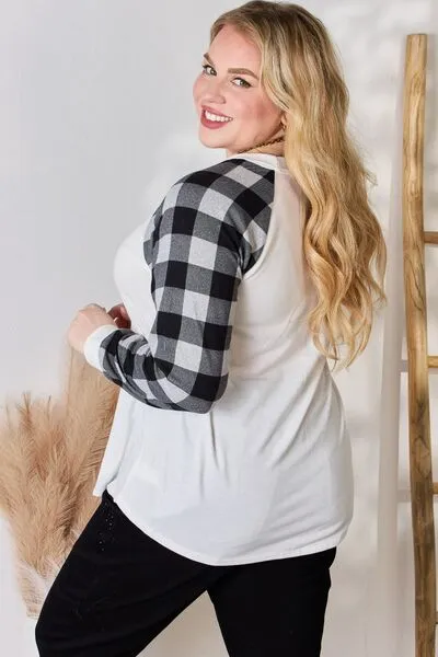 Plaid Black/Grey Long Sleeve Top (MADE IN USA)