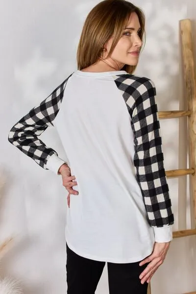 Plaid Black/Grey Long Sleeve Top (MADE IN USA)