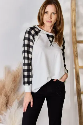 Plaid Black/Grey Long Sleeve Top (MADE IN USA)