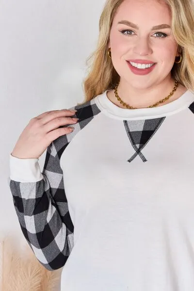 Plaid Black/Grey Long Sleeve Top (MADE IN USA)