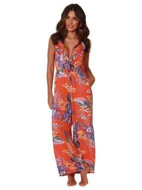 Printed ruffle top jumpsuit