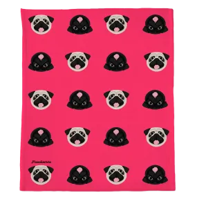 Pug Blanket | Different Pug dogs on Hot Pink