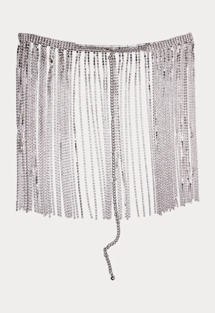 Rhinestone Tassel Waist Belt