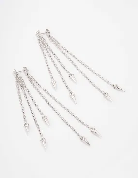 Rhodium Tassel Cupchain Drop Earrings