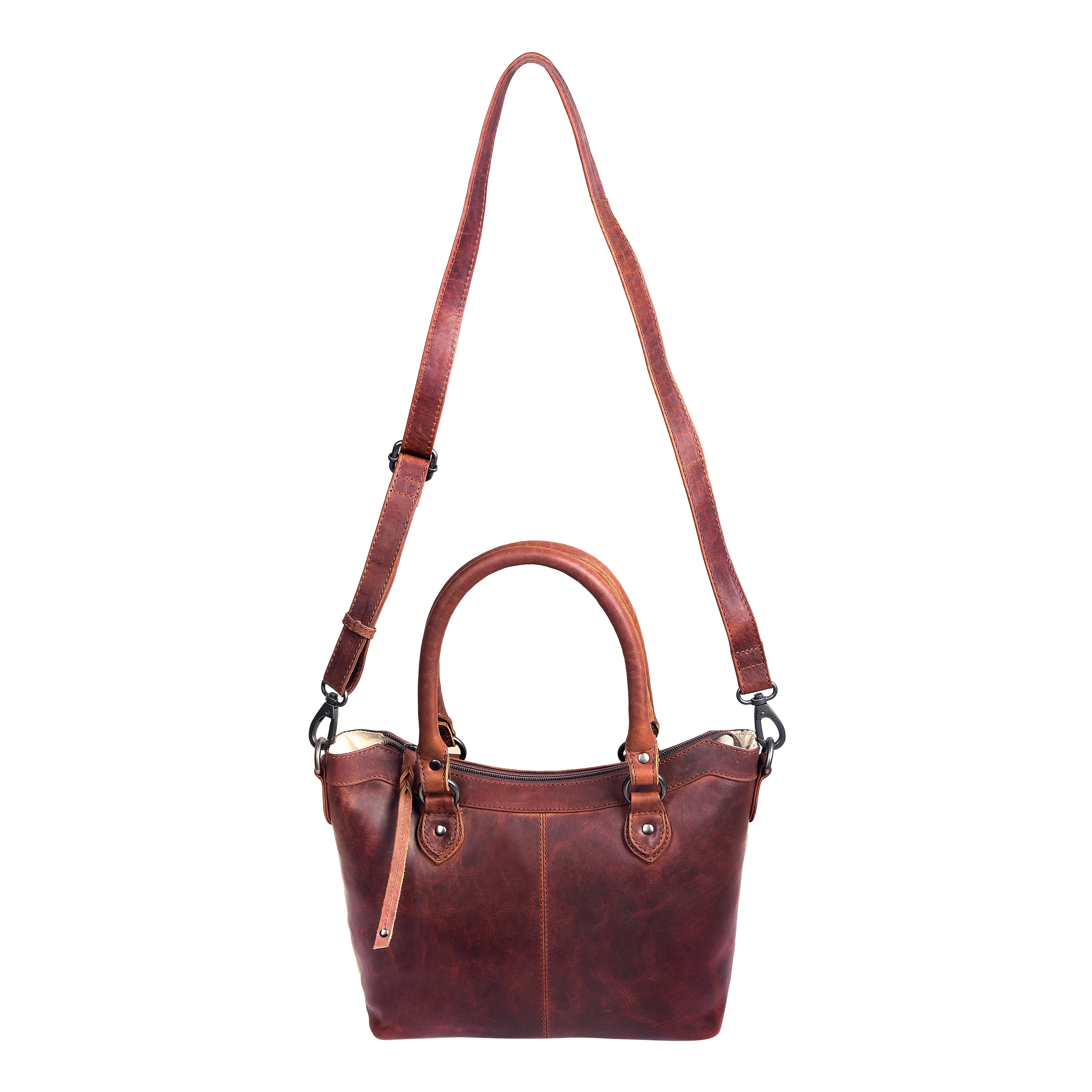 Sadie Leather Concealed Carry Satchel to Crossbody Handbag