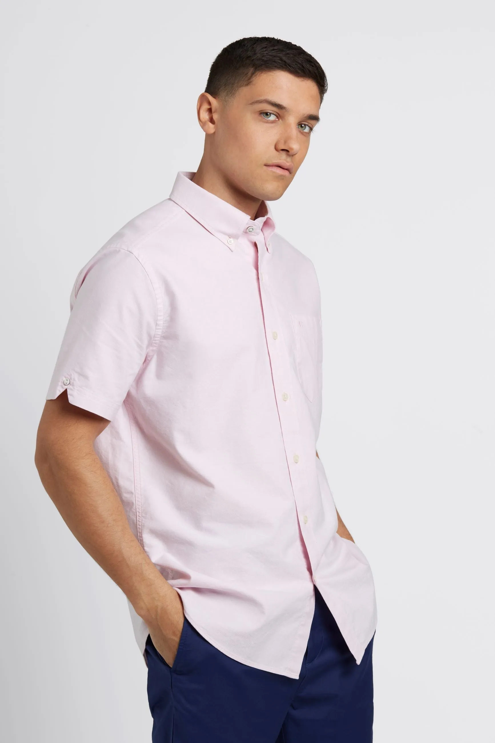 Short Sleeve Brighton Oxford Organic Shirt - Dusty Pink