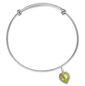 Silver Bangle with Swarovski Heart Charm