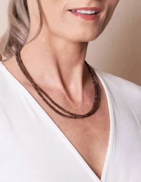 Smokey Quartz Double Strand Bead Necklace