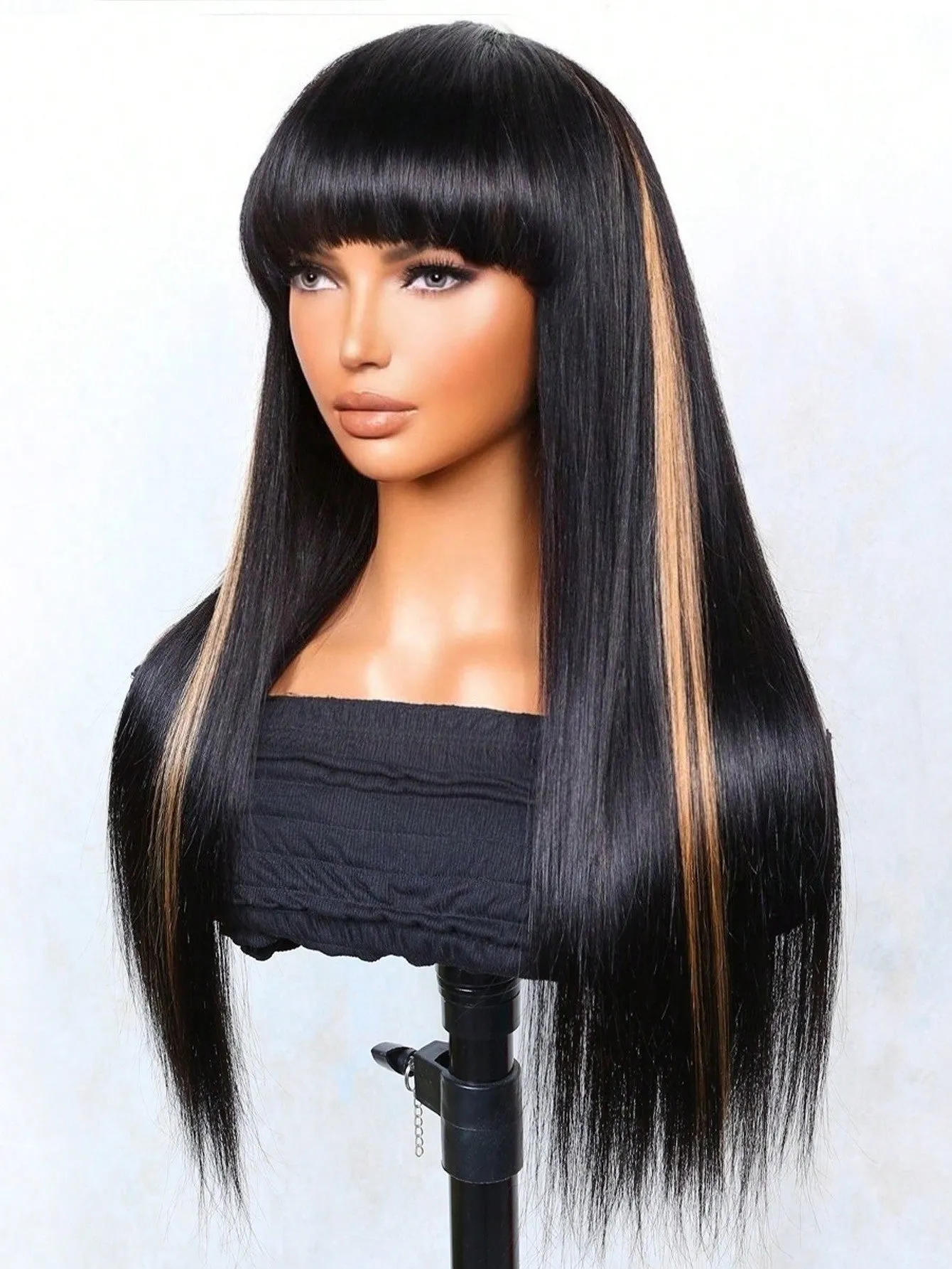 Straight Human Hair Wig With Bangs