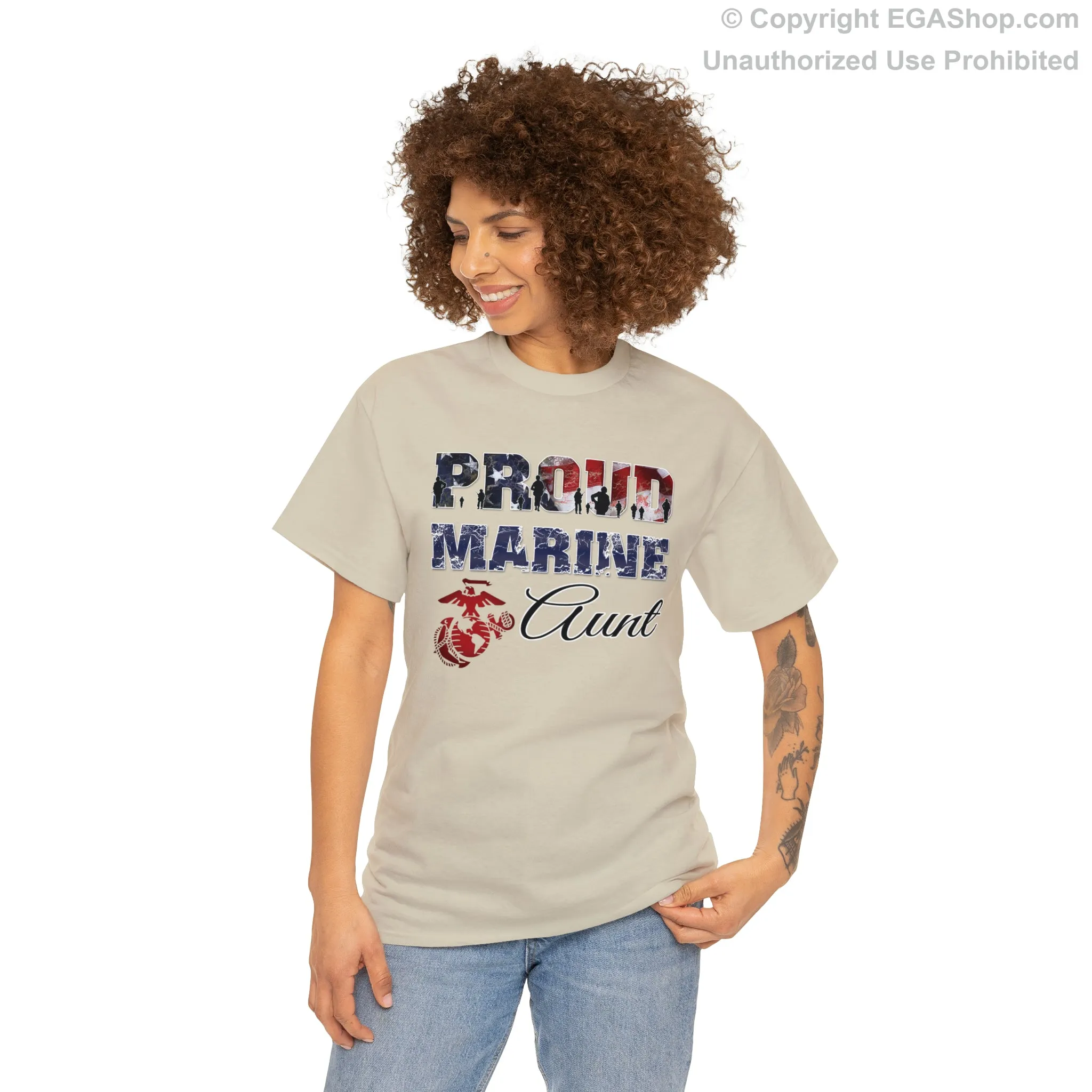 T-Shirt Proud Marine Aunt (Your Choice of Colors)