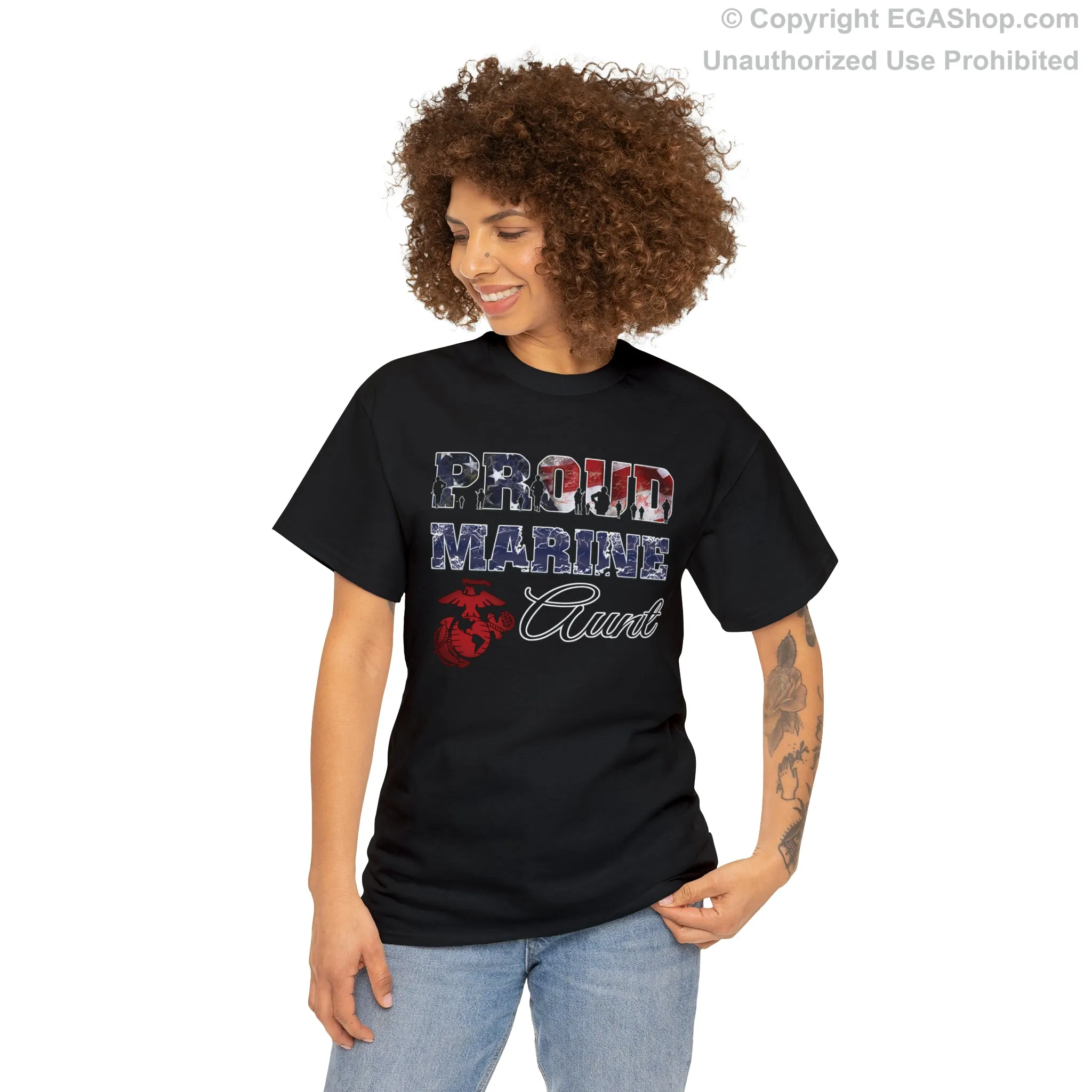 T-Shirt Proud Marine Aunt (Your Choice of Colors)