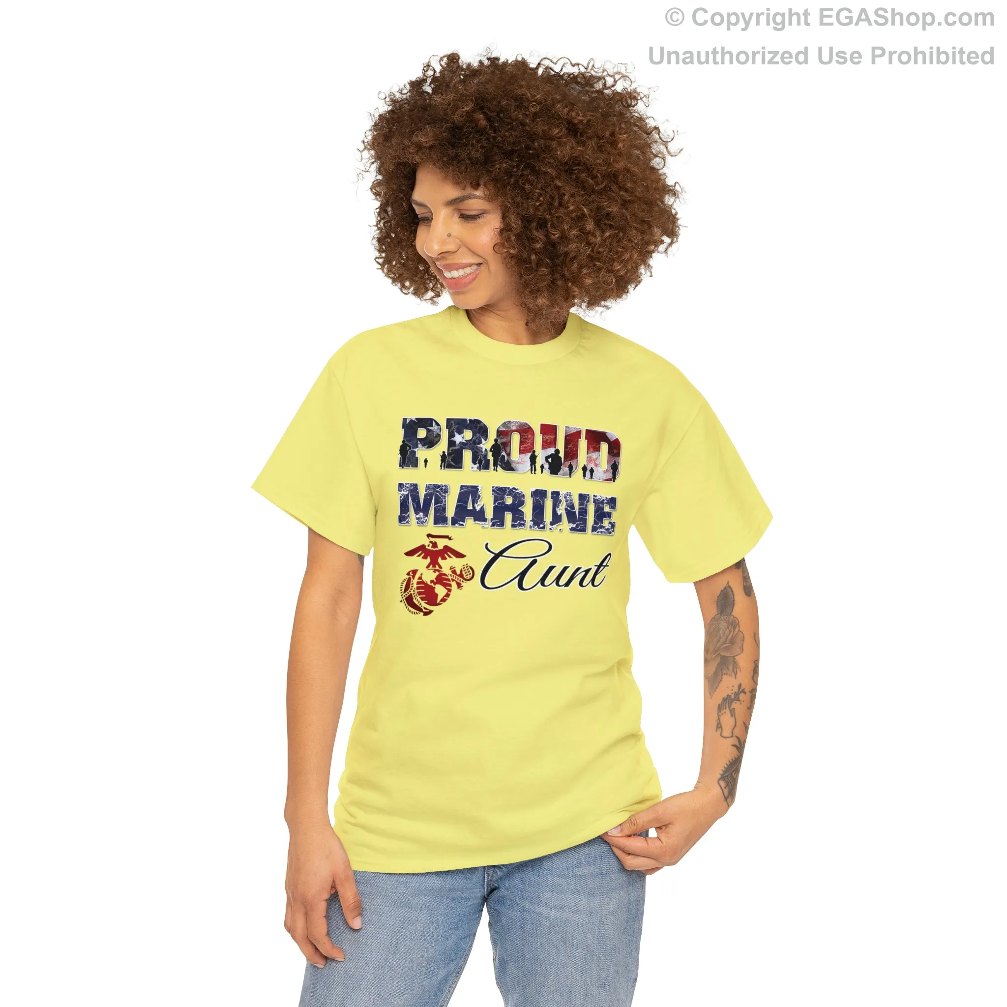 T-Shirt Proud Marine Aunt (Your Choice of Colors)